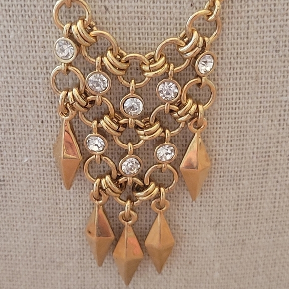 J Crew Goldtone and Rhinestone Necklace - Picture 1 of 4